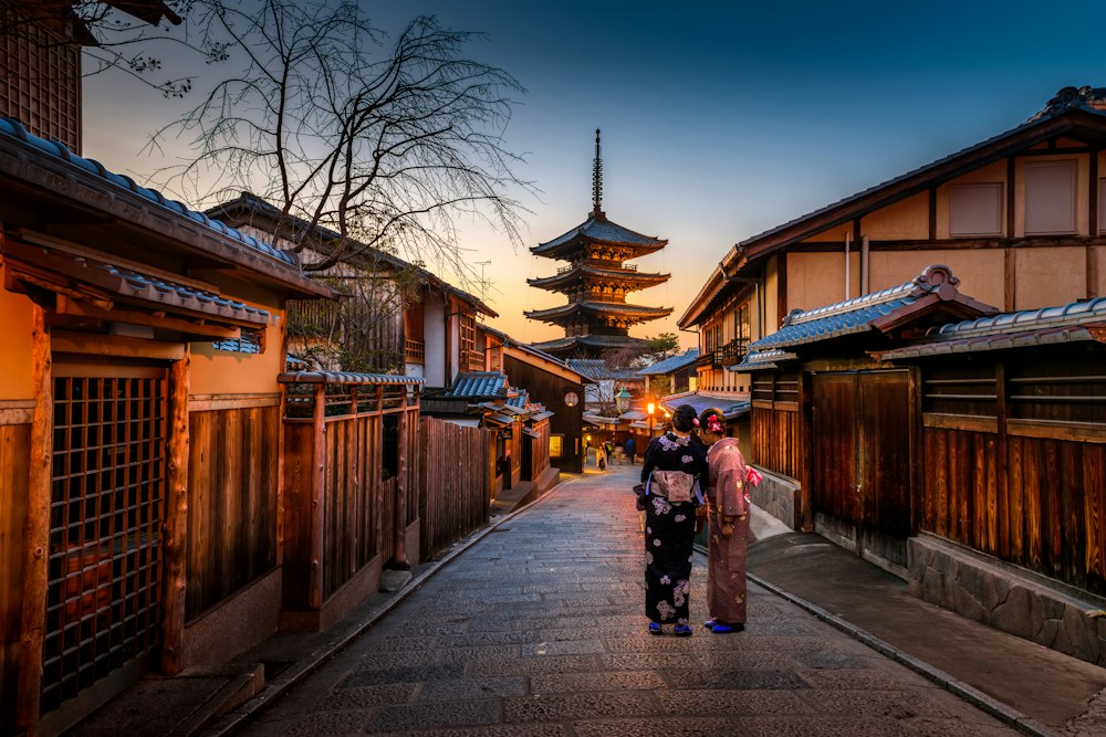 Traditional architecture and a pagoda in Kyoto, Japan