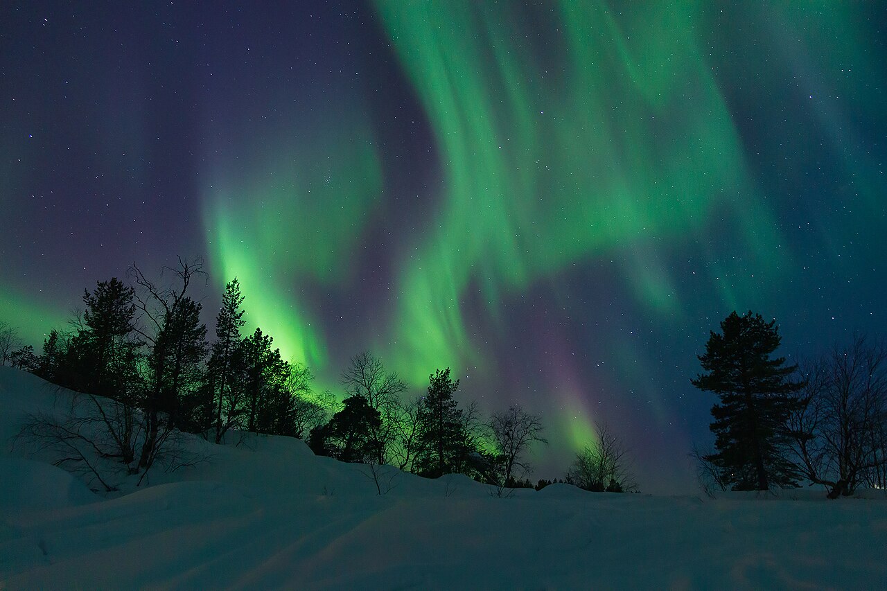 Northern lights over Vuopajanniemi, Inari, Lapland, Finland